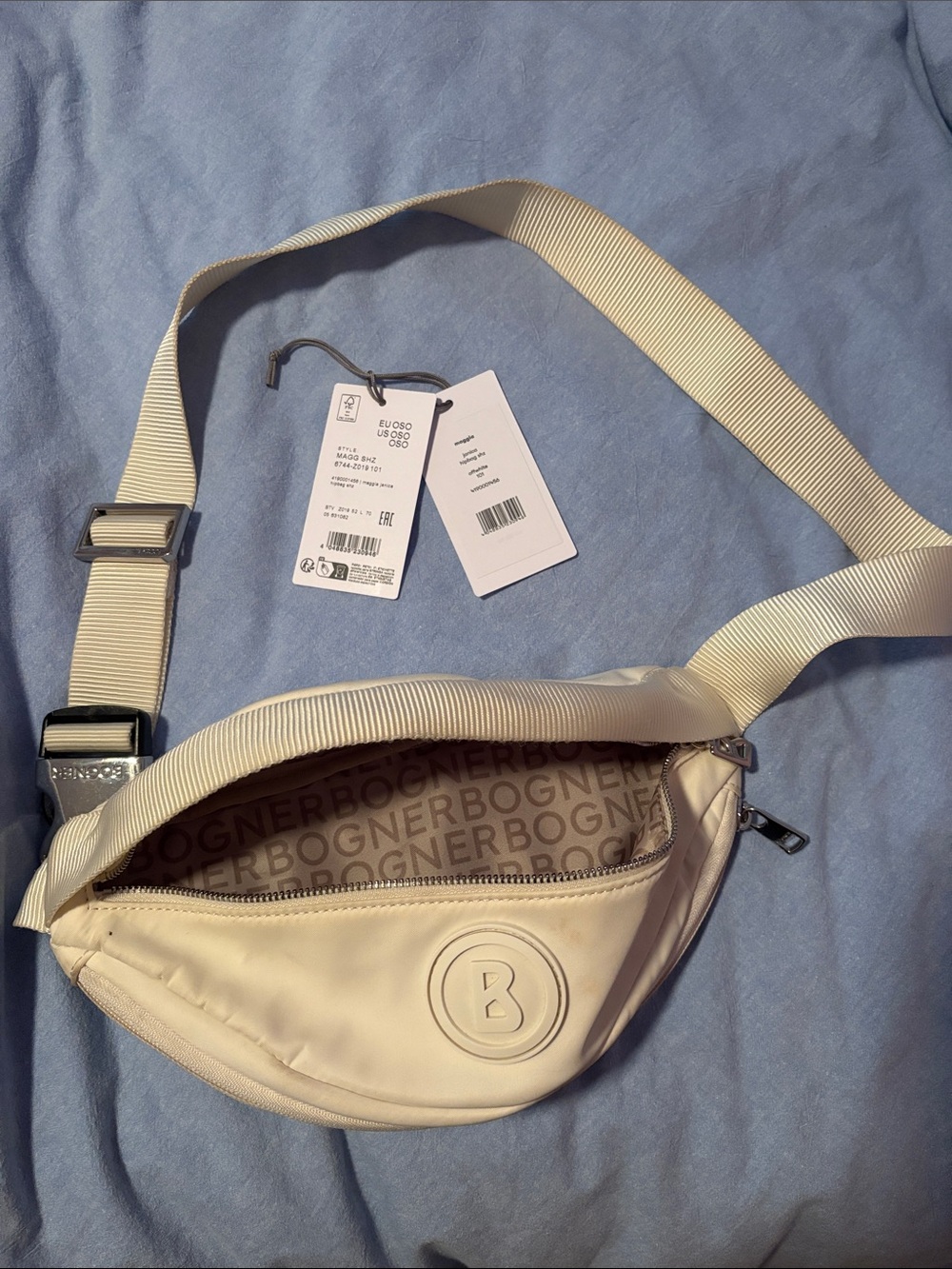 Bogner Cream Belt Bag with Embossed B